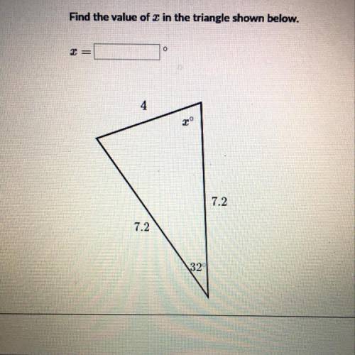Find the value of x in the triangle shown below.