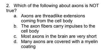 Which of the following about axons is NOT
true?