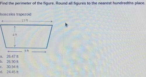 Find the perimeter of the figure. Round all figures to the nearest hundredths place.