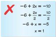 Which best describes the error in finding the solution?

1 −6 should have been added to each side,