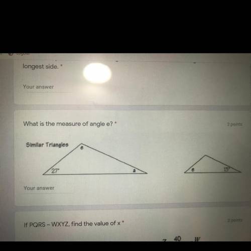 Please please help me ASAP What is the measure of angle e?
