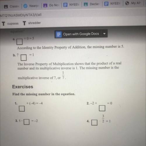 How would I do exercises 1-4 plz help