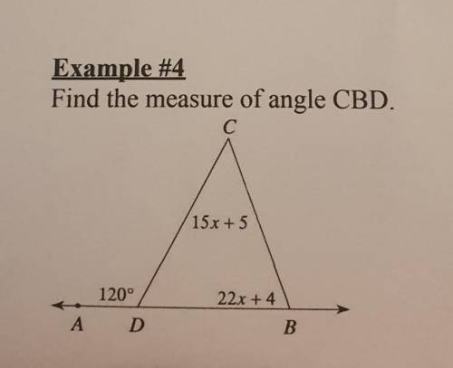 I need to find the measure of angle CBD