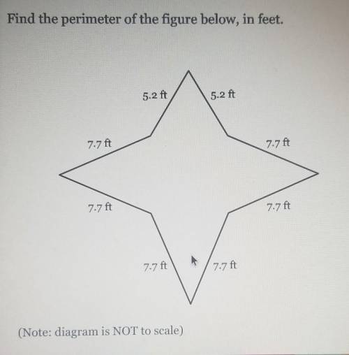 Find the perimeter of the figure below, in feet(Note: Diagram is NOT to scale)