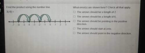 Find the product using the number line. 3(-6)

What error(s) are shown here? Check all that apply.