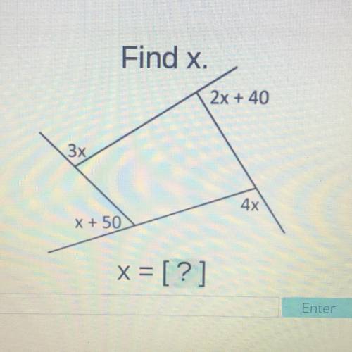 Find x
3x
2x+40
x+50
4x
