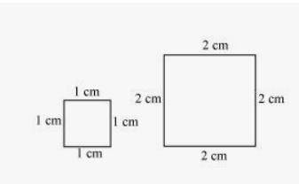 The area of the larger square is ____ times larger than the area of the small square
