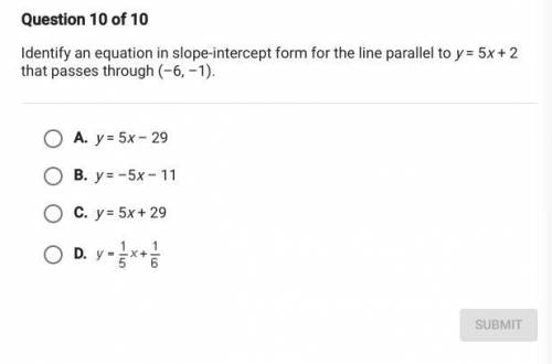 Identify an equation in point-slope form for the line perpendicular to y=-5x+2 that passes through