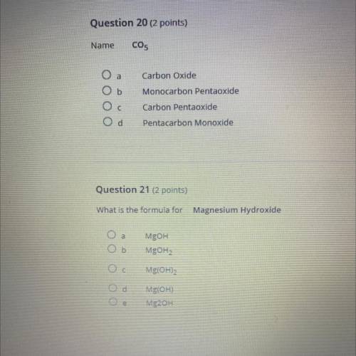 I just need some quick help with these 2 test questions (timed)