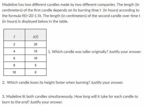 Madeline has two different candles made by two different companies. The length (in centimeters) of