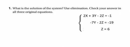 What is the solution of the system? Use elimination. Check your answer in all three original equati
