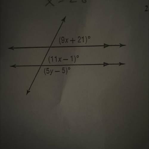 Find the value of the variables in the figure
