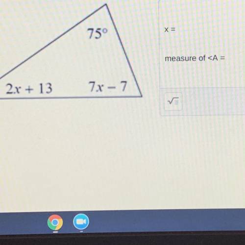 Solve for x and find the measure of