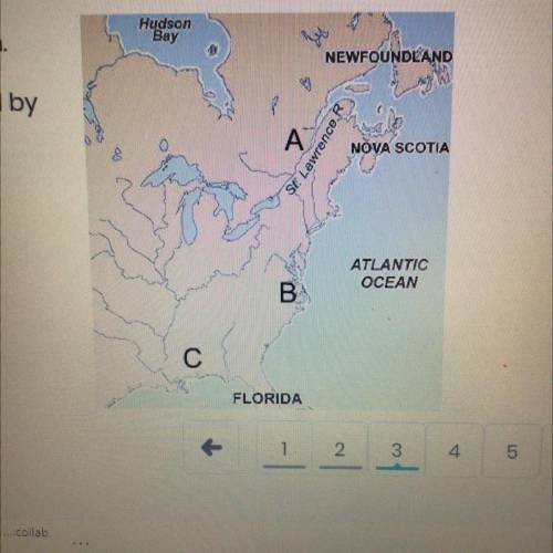 Use this map to answer the following question.

Which letter correctly labels the area claimed by