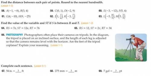 Find the distance between each pair of points. round to the nearest hundredth.

Find the value of