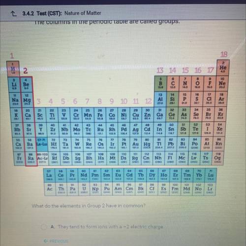 What do the elements in Group 2 have in common?

A. They tend to form ions with a -2 electric char