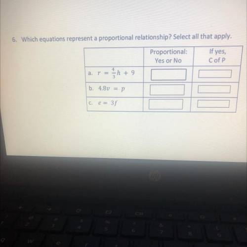 WORTH 40 POINTS!! Which equations represent a proportional relationship?