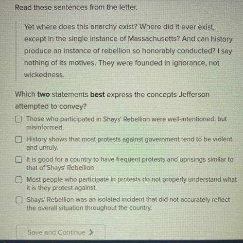 Which two statements best express the concepts Jefferson attempted to convey?