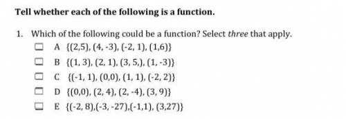 Which of the following could be a function? Select three that apply.
