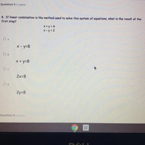 If linear combination is the method used to solve this system of equations, what is the result of t