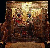 What kind of decoration did artists use on Tutankhamen’s throne?

Choose all answers that are corr