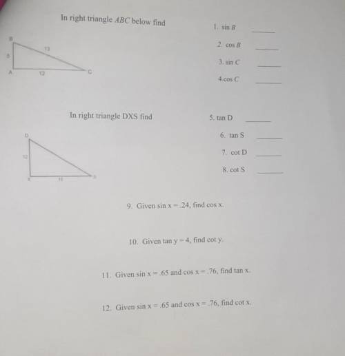 Special ratios in a right triangle
