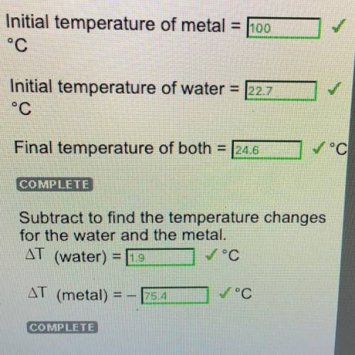 Step 7: Put the Metal in the water and Measure Temperature Changes (Copper) Initial temperature of