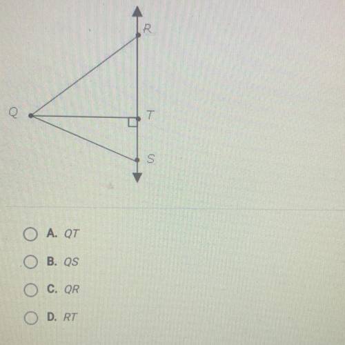 In the diagram below, which distance represents the distance from point Q to
RS?