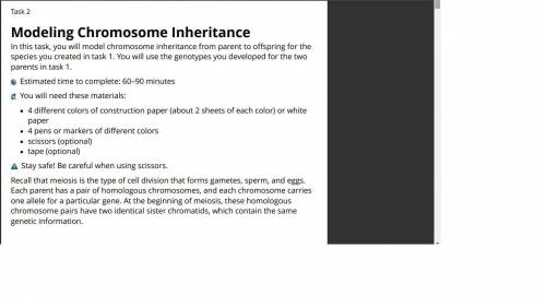 I WILL MARK BRAINLIEST

Modeling Chromosome Inheritance
In this task, you will model chromosome in