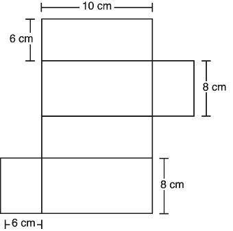 The net of a rectangular shipping box is shown.

 
What is the surface area, in square centimeters,