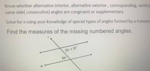 Measures of the missing numbered angles