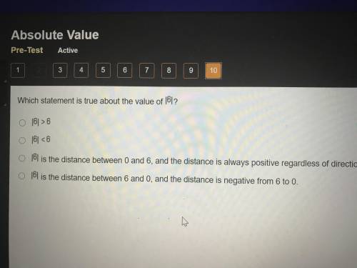 Which statement is true about the value of |6|