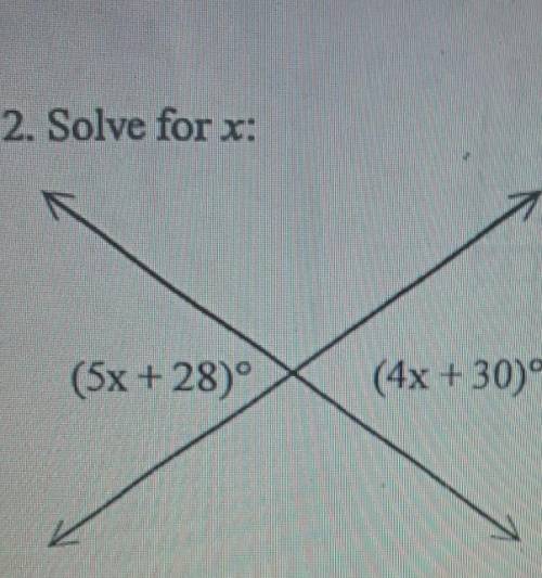 Solve for x: (5x + 28)° (4x + 30)°