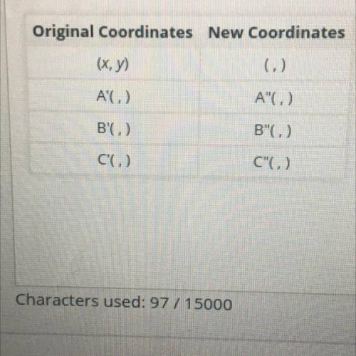 Part D

Complete the table to find the rule for the translation of the coordinates of triangleA’B’