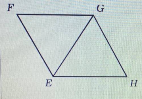 Quadrilateral EFGH is composed of equilateral

triangles EFG and EGH. What is the measure of FGH ?