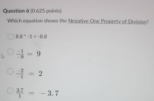 Whixh equation shows the negative one property of division