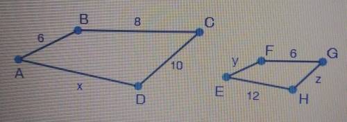 The polygons below are similar. Find the value of yA) 4.5B) 7.5C) 12D) 16