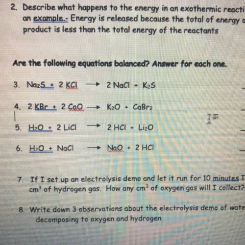 Are the following equations balanced??