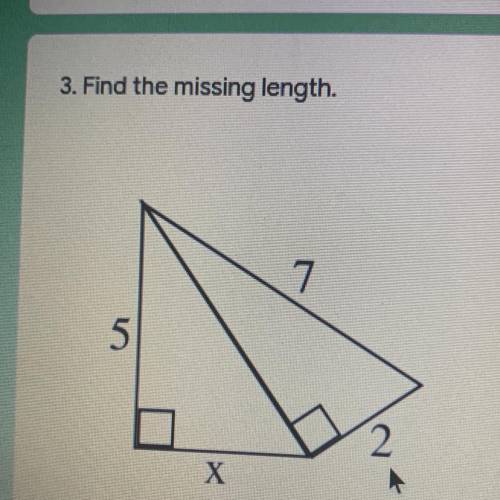 Find the missing length.
Answer Choices
√70
5√82
2√5
7√10