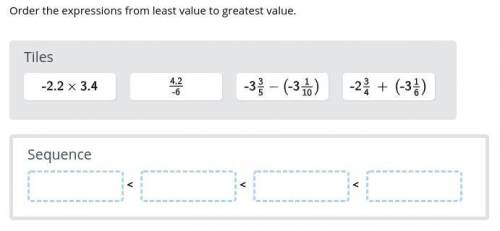 Order the expressions from least value to greatest value.