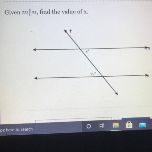 Given m||n, find the value of x.