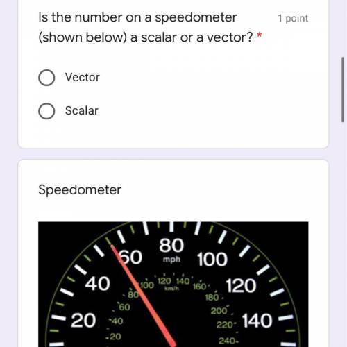 Is the number on a speedometer a scalar or a vector? PLS HELP !!