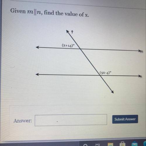 Given mn, find the value of x.
(x+14)
(9x-4)