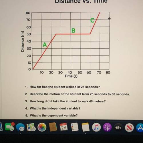 Distance vs. Time

80
70
60
B
50
Distance (m)
40
А
30
20
10
10 20
30 40 50
Time (s)
60
70
80
1. Ho