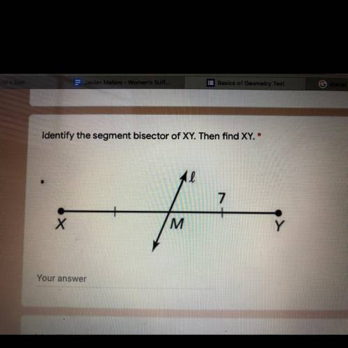 Identify the segment bisector of XY. Then find XY