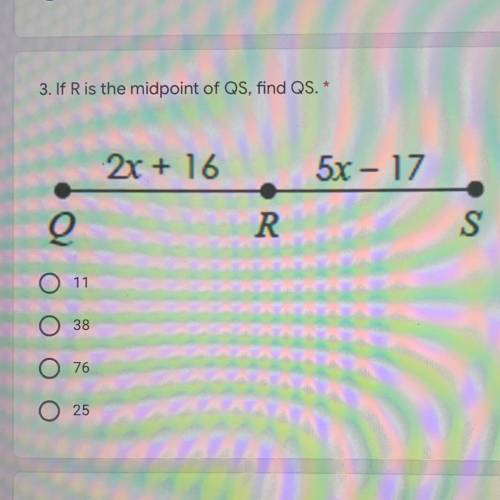 If R is the midpoint of QS, find QS