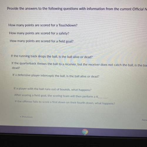 Provide the answers to the following questions with information from the current Official NFL Ruleb