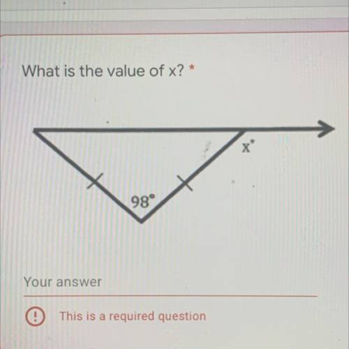 What is the value of x?
98°