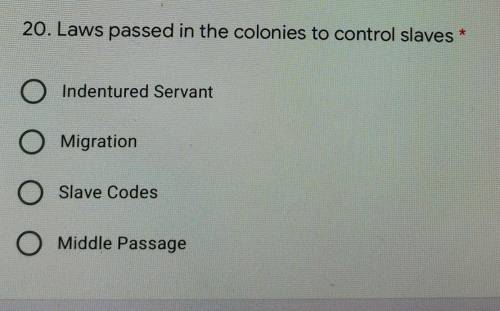 Laws passed in the colonies to control slaves