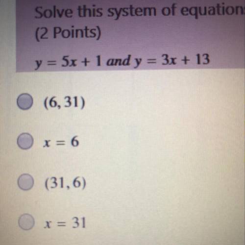 Y=5x+1 and y=3x+13
System of equations?